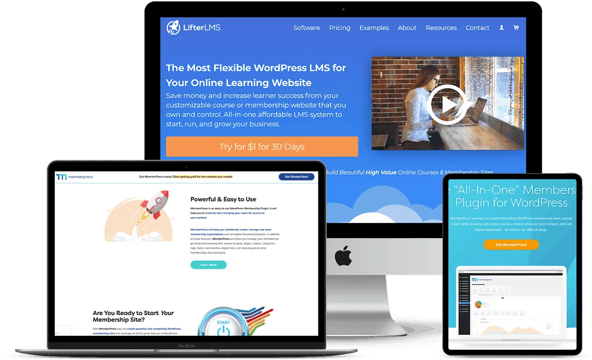 Screenshots of LifterLMS and MemberPress pricing pages