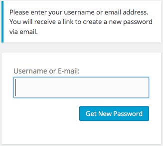 Screenshot of password reset page