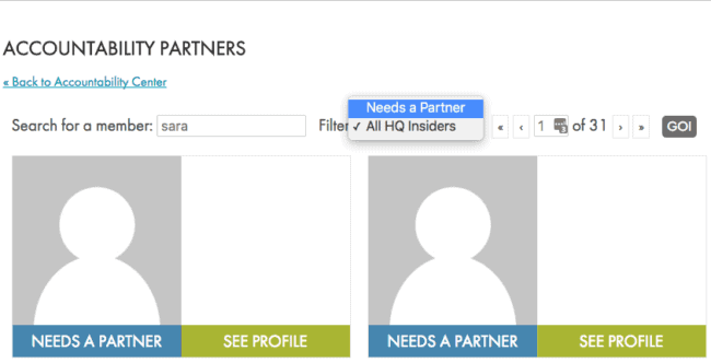 Accountability Partners: Example Member Directory With Search Feature
