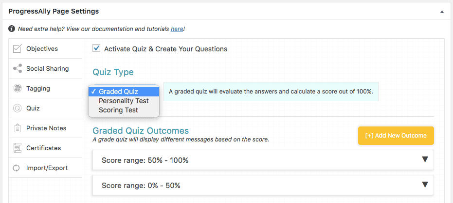 how to create a graded quiz for your online course in wordpress