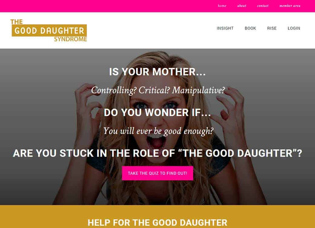 Screenshot of daughters website