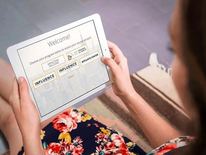 Tablet screenshot of Selena's course offering