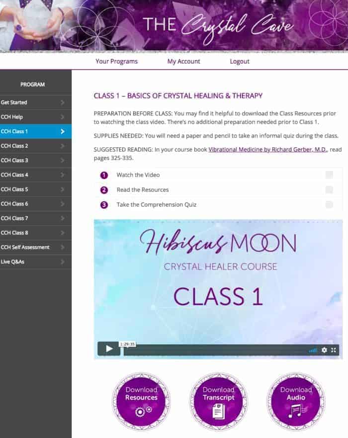 An example of Hibiscus Moon's course for crystal healers