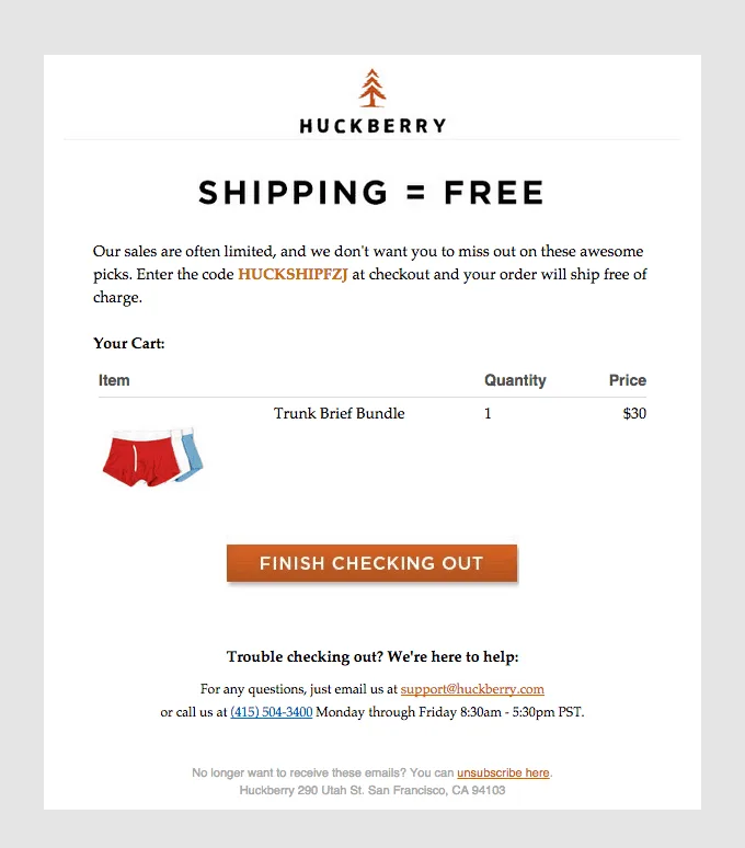 Free Shipping Abandoned Cart Incentive