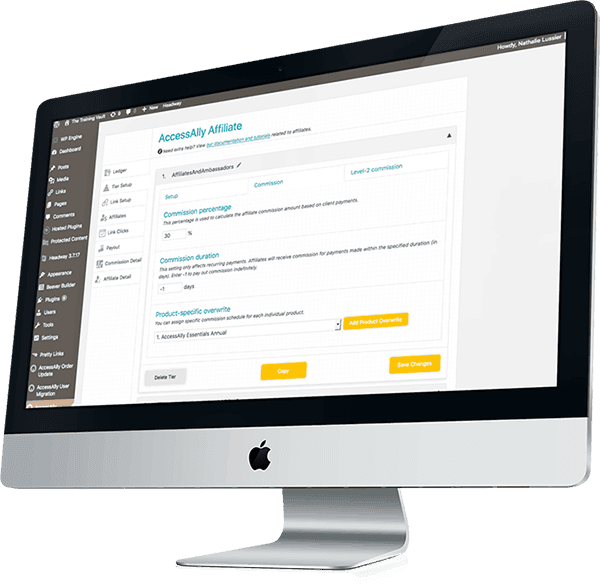 WordPress-Affiliate-Plugin Computer with screenshot of AccessAlly Affiliate Feature -WordPress Affiliate Plugin
