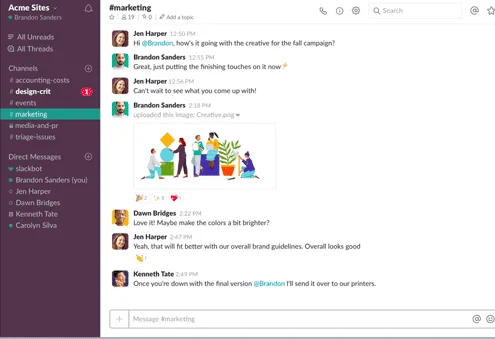 example of a slack community for managing discussions