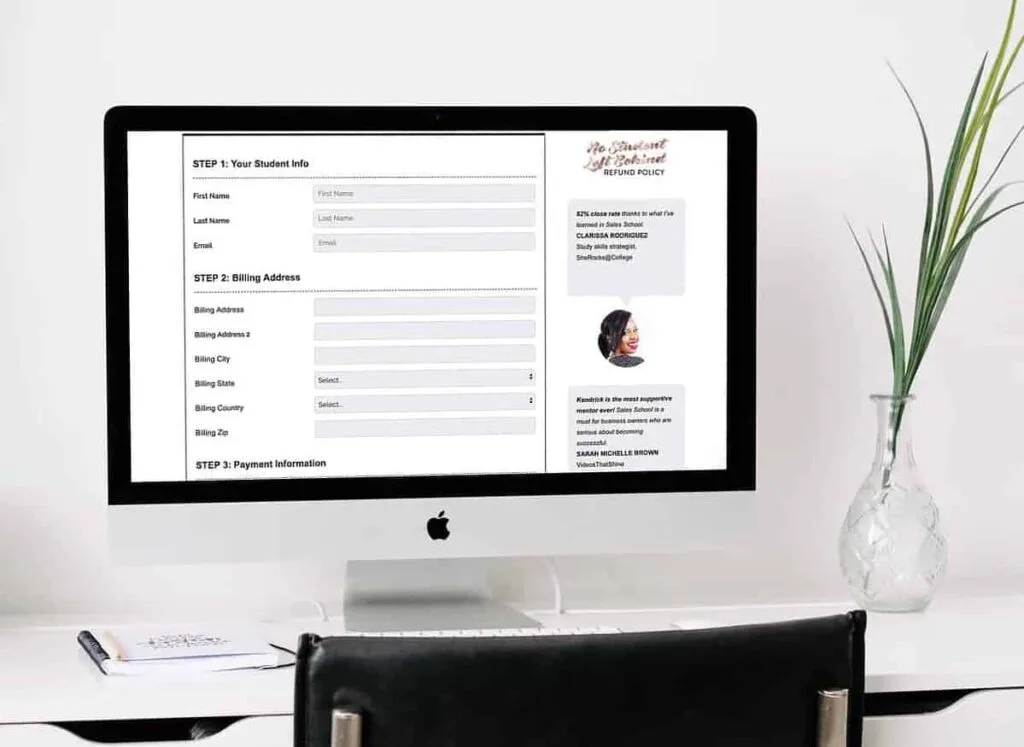 testimonial social proof checkout form