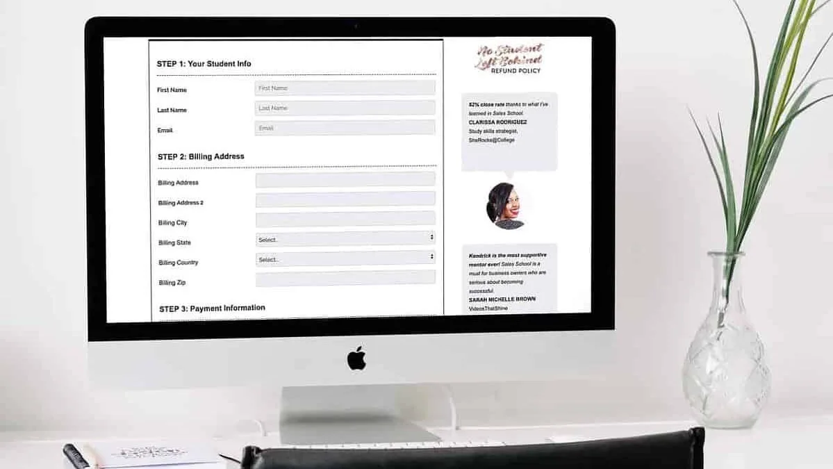 testimonial social proof checkout form