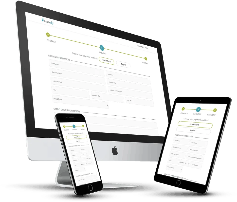 Desktop, tablet, and phone with the order form screen