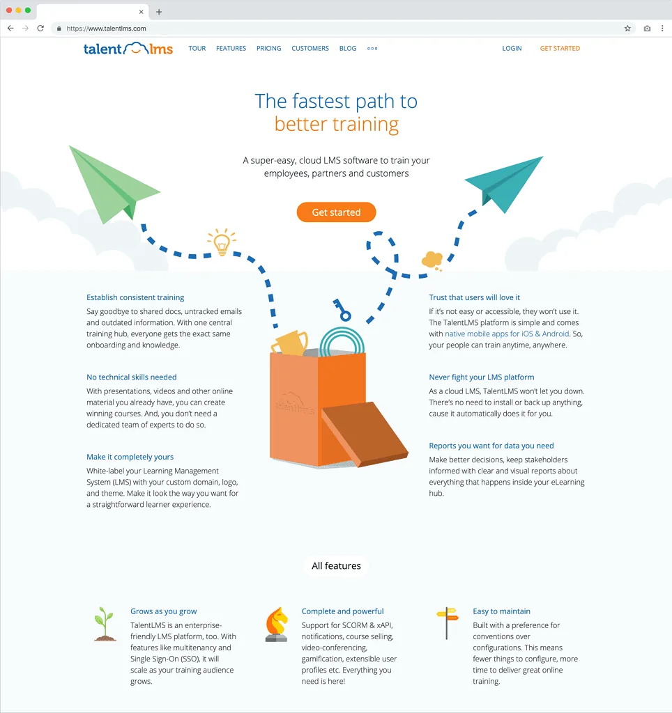 Screenshot of TalentLMS website