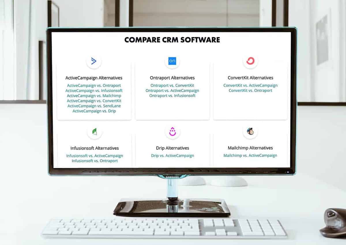 desktop computer displaying crm comparisons