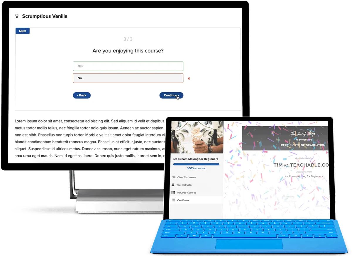 teachable lms features - AccessAlly screenshots of Teachable LMS features
