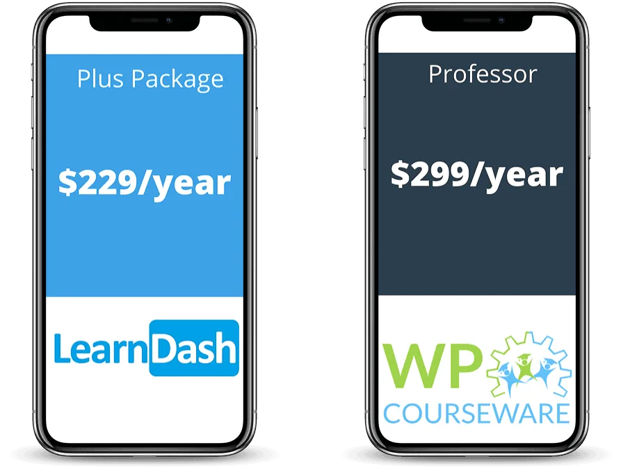 Screenshots of Kajabi and Teachable pricing pages
