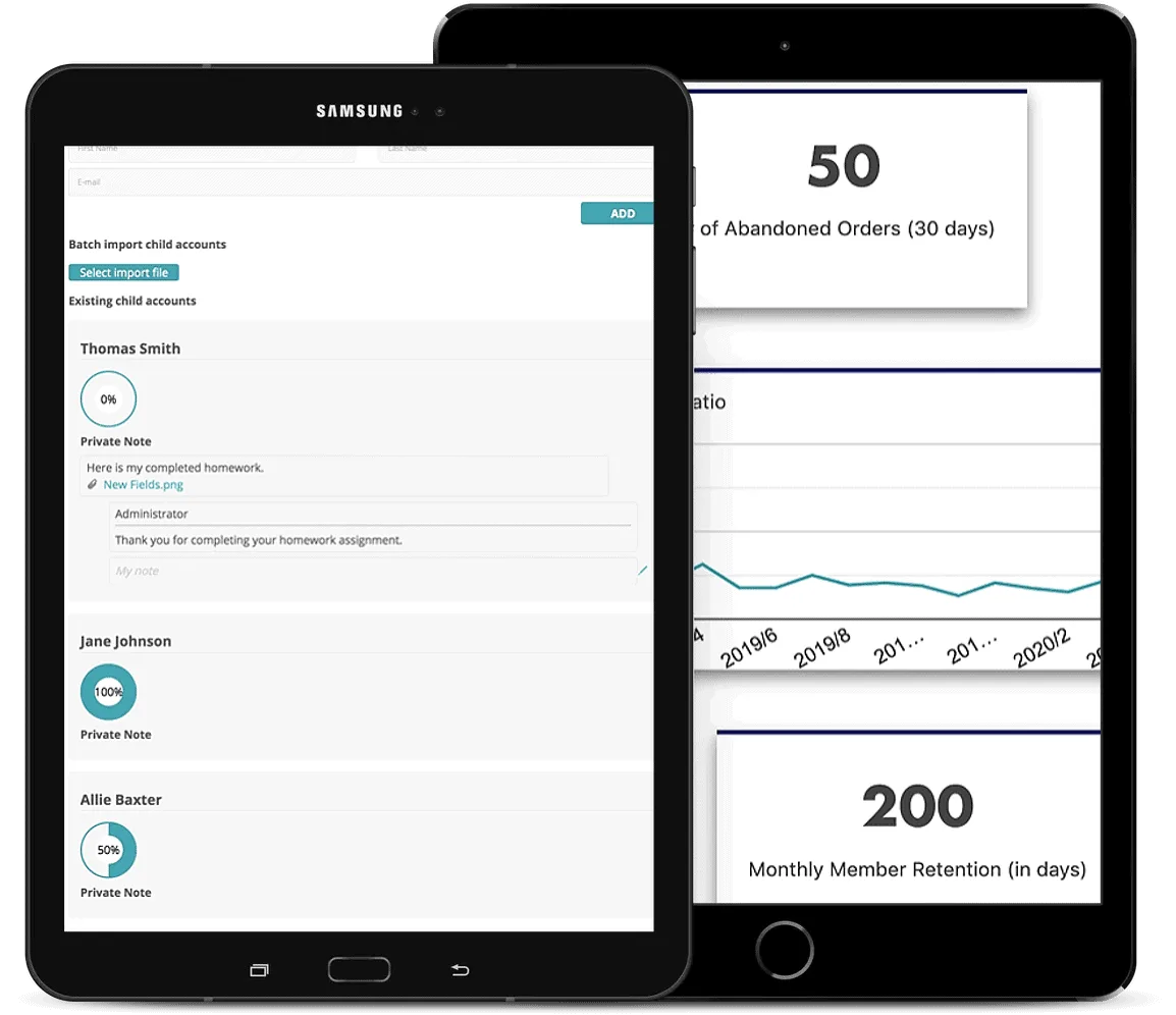 lms reporting and sales metrics screenshots
