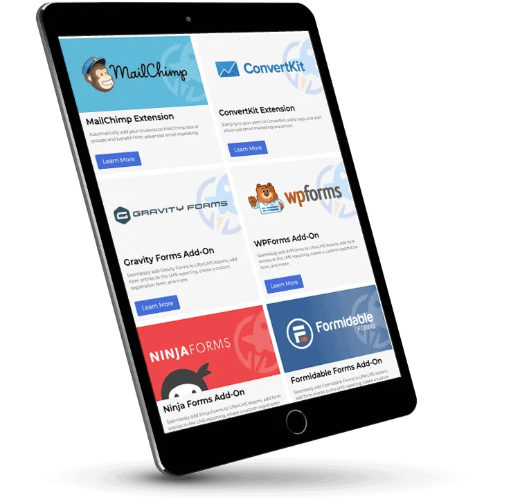 tablet showing LifterLMS integrations