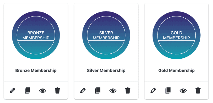 Screenshot of 3 membership levels example