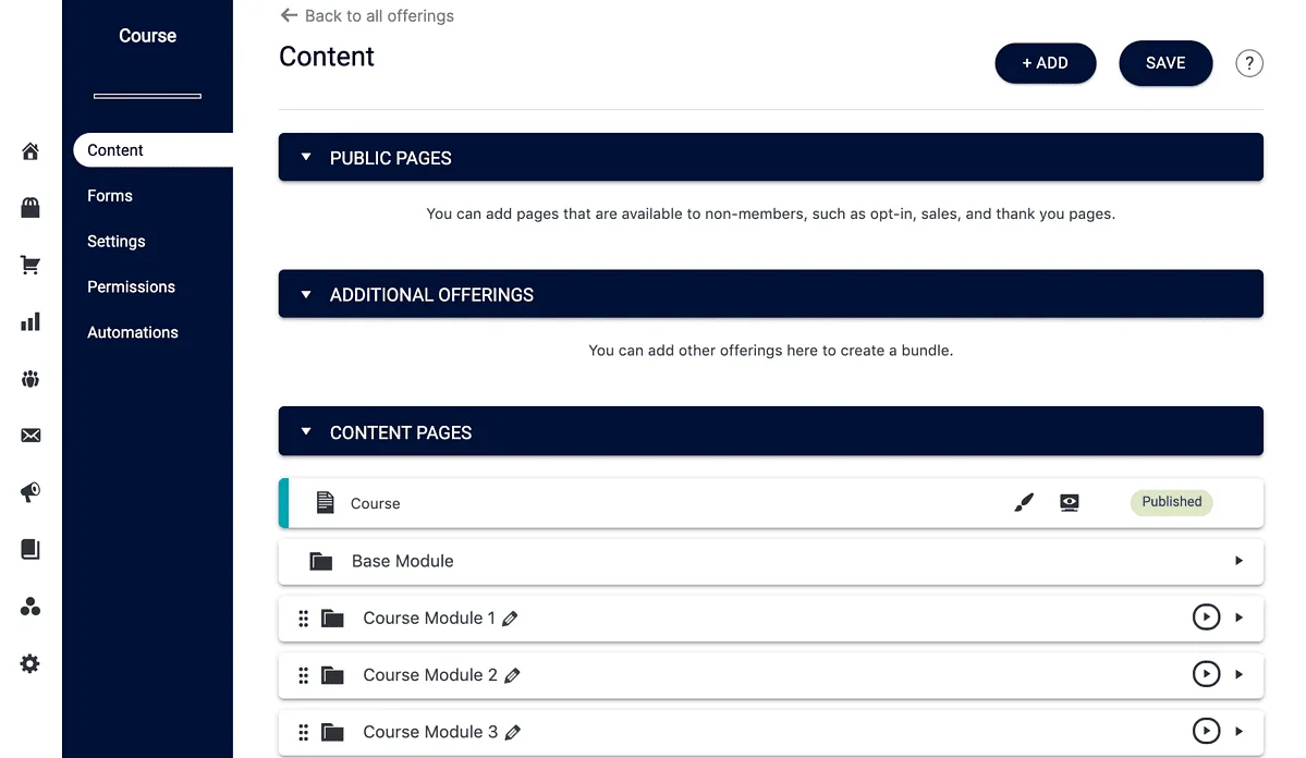 Screenshot showing how to build a membership site using the offerings wizard within the AccessAlly plugin