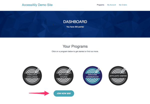 Membership site cross-selling dashboard with the AccessAlly WordPress plugin