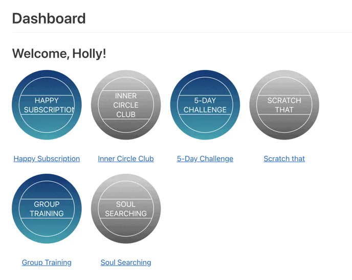 Screenshot of membership dashboards with free and paid content