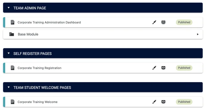 Screenshot of pages