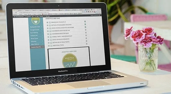 Internal Training membership model example - AccessAlly A membership checklist on a laptop computer as a membership model example