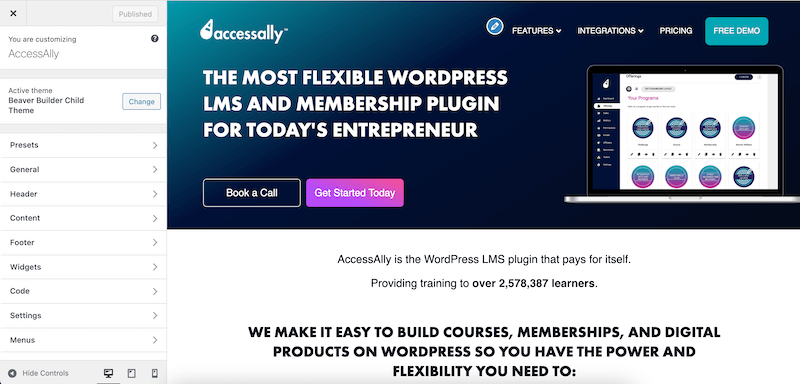 customize the appearance of your site via the WordPress dashboard