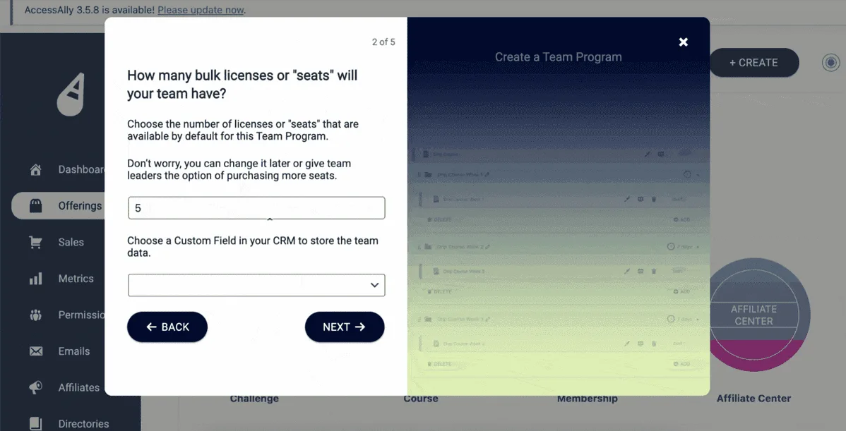 Set Team Licenses - AccessAlly Set Team Licenses