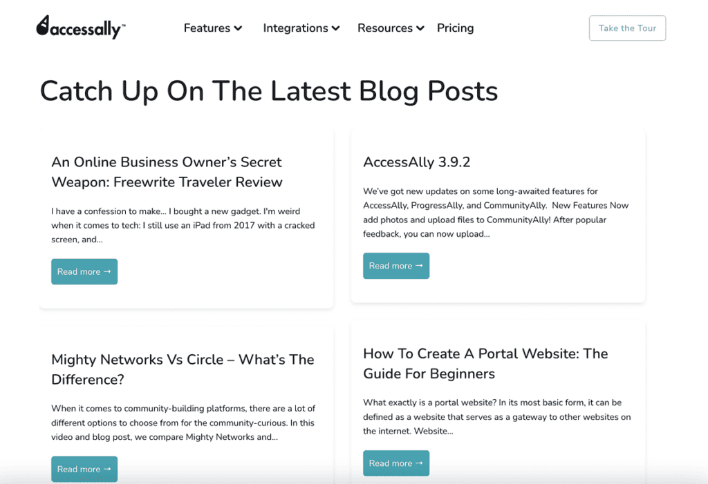 accessally blog page screenshot