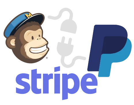 plugins including mailchimp, paypal, and stripe