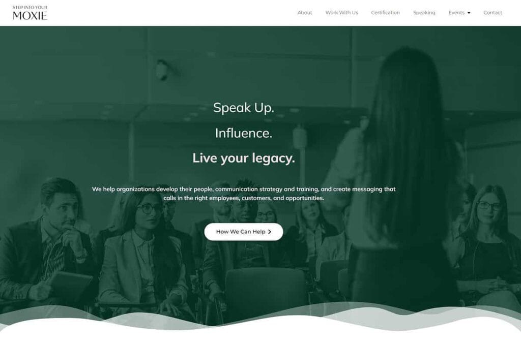 Step Into Your Moxie landing page