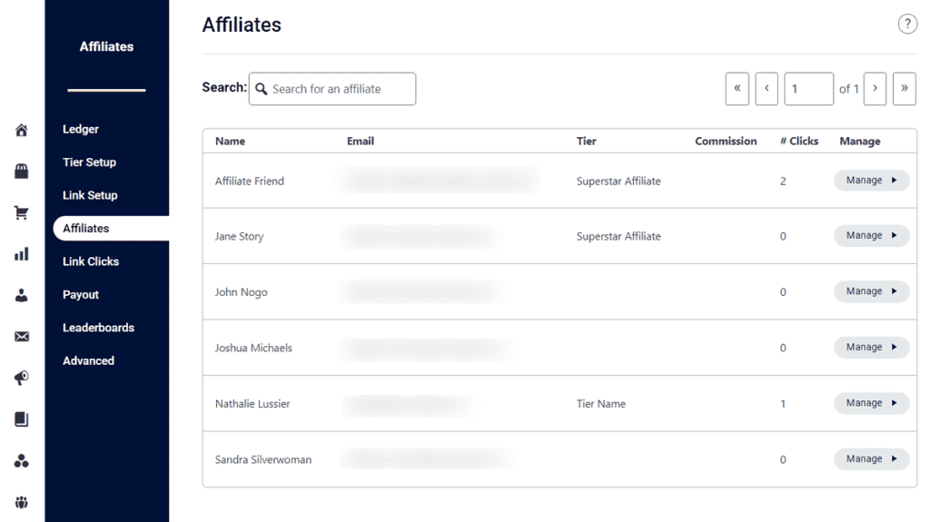 AccessAlly affiliate dashboard with contact information