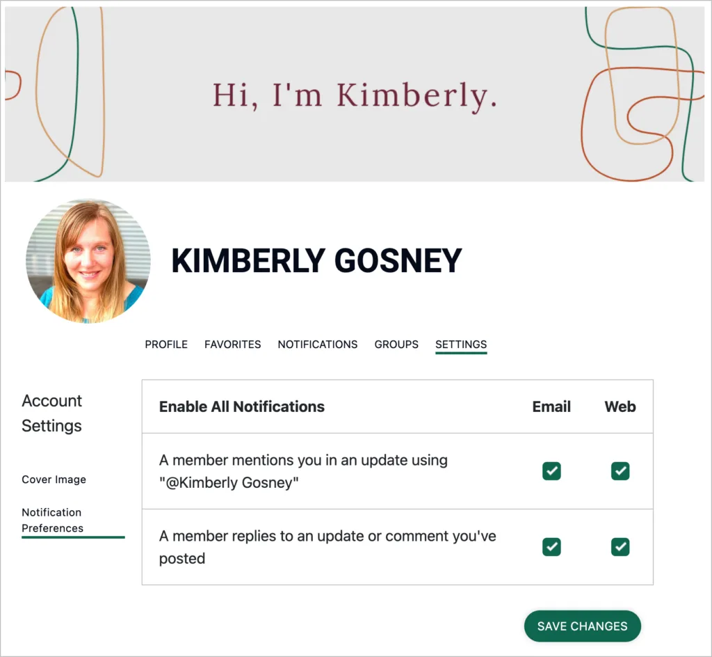 Screenshot of notifications settings