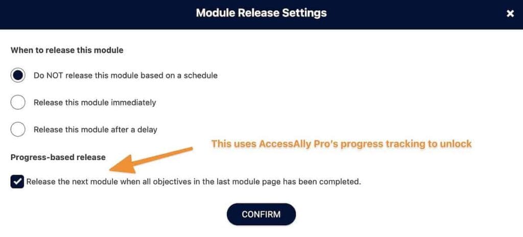 Set up a progress-based course release with AccessAlly