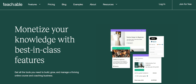 Teachable landing page