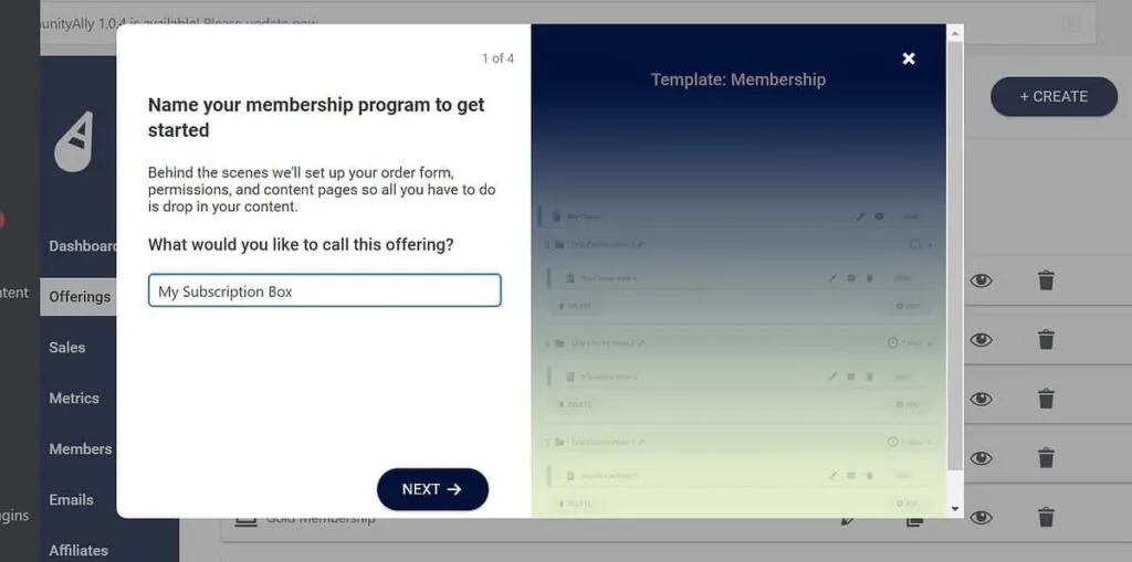 Name your new membership programme in AccessAlly.