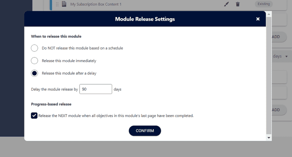 Configure your AccessAlly module release settings.