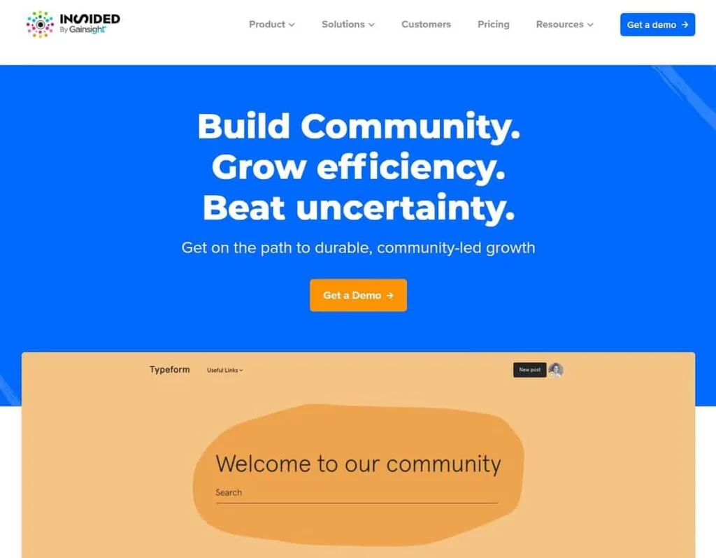 insided-promote-community-led-growth-with-a-dedicated-platform - AccessAlly Insided landing page