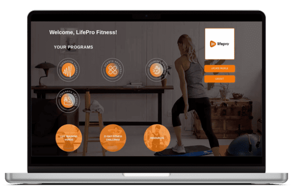 Laptop with the Life Pro Fitness member portal