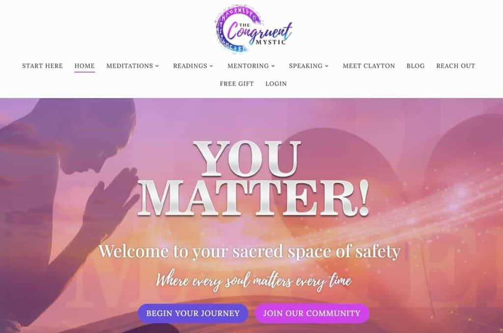The Congruent Mystic landing page.