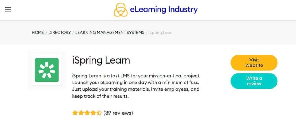 iSpring Learn landing page.