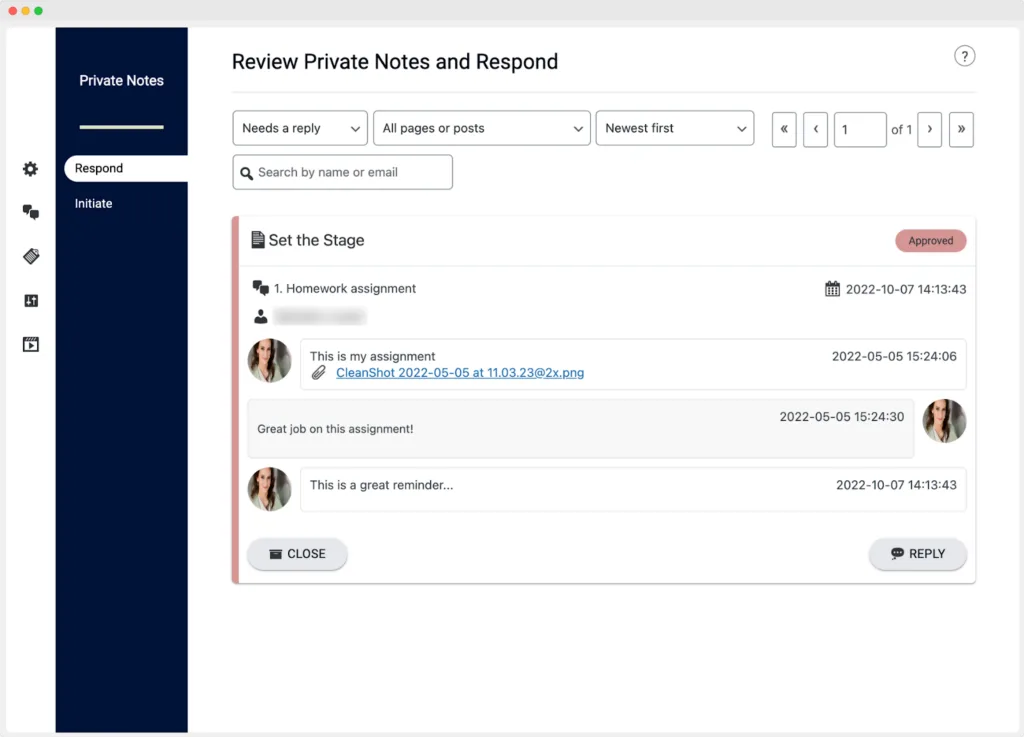 accessally-private-notes - AccessAlly Sending private notes in AccessAlly.