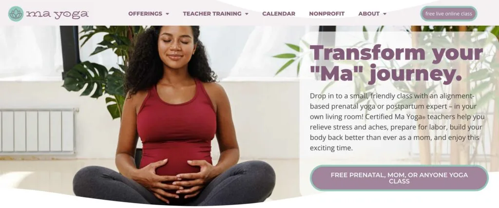 ma-yoga - AccessAlly Ma Yoga landing page.