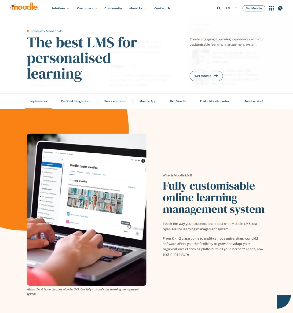 Screenshot of Moodle to help you choose the best learning management systems