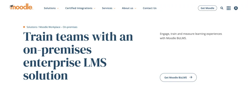 Screenshot of the Moodle website as one of the different LMS types