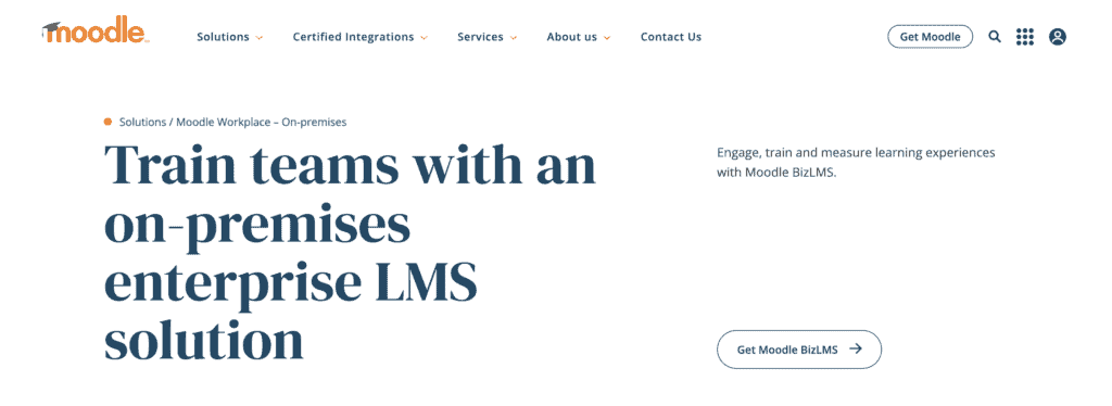 Screen shot of the Moodle website as one of the Types of lms software
