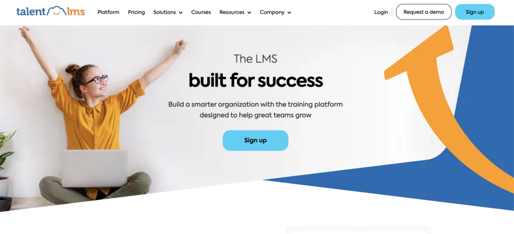 Screenshot of TalentLMS website as one of the types of LMS 