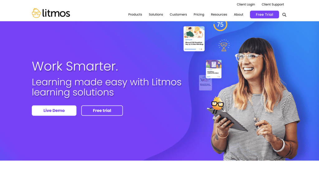 Screen shot of Litmos as one of the learning management system types