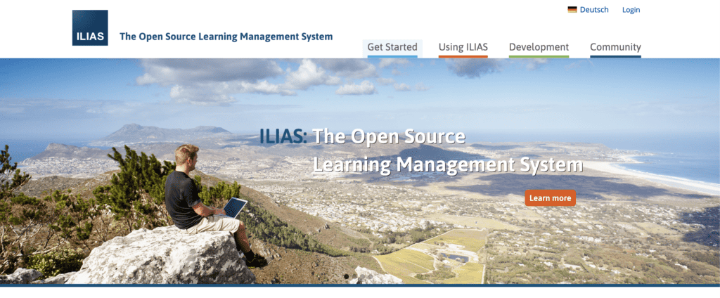 Screenshot of the Ilias website, one of the learning management system types