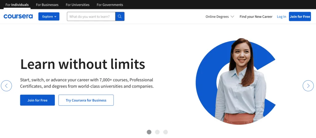 Coursera list of online learning platforms
