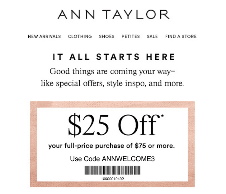 Welcome coupon example - AccessAlly